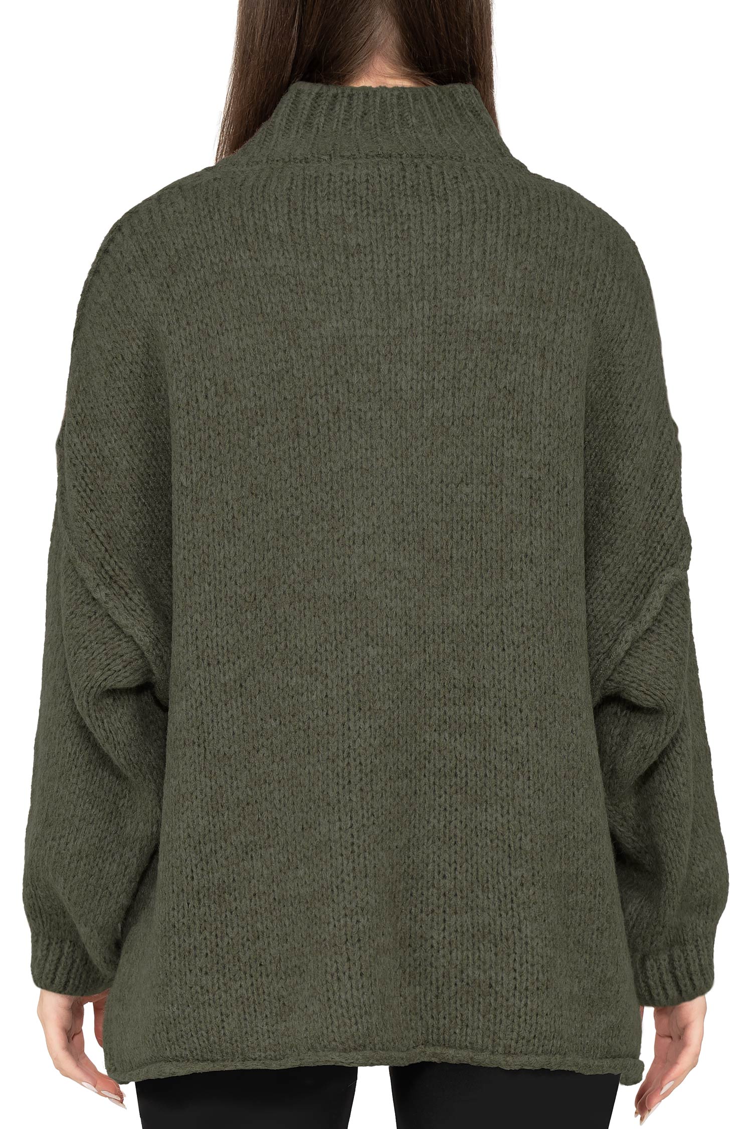 Damen Relaxed Fit Strickpullover 25RSW095 - Khaki