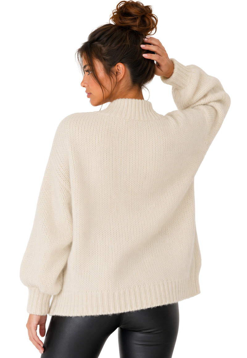 Damen Relaxed Fit Strickjacke 25RSW094 - Beige
