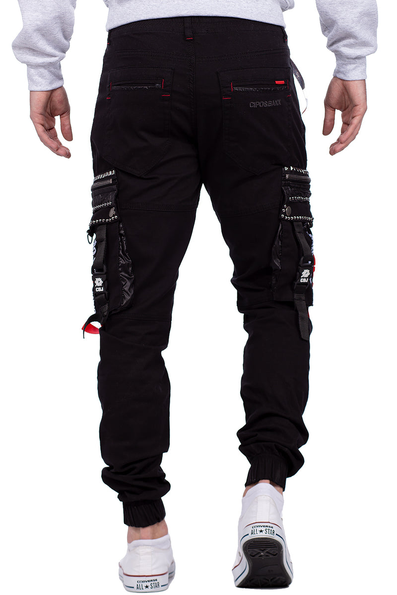 Herren Slim Fit Hose Mid Waist CR132 - Black