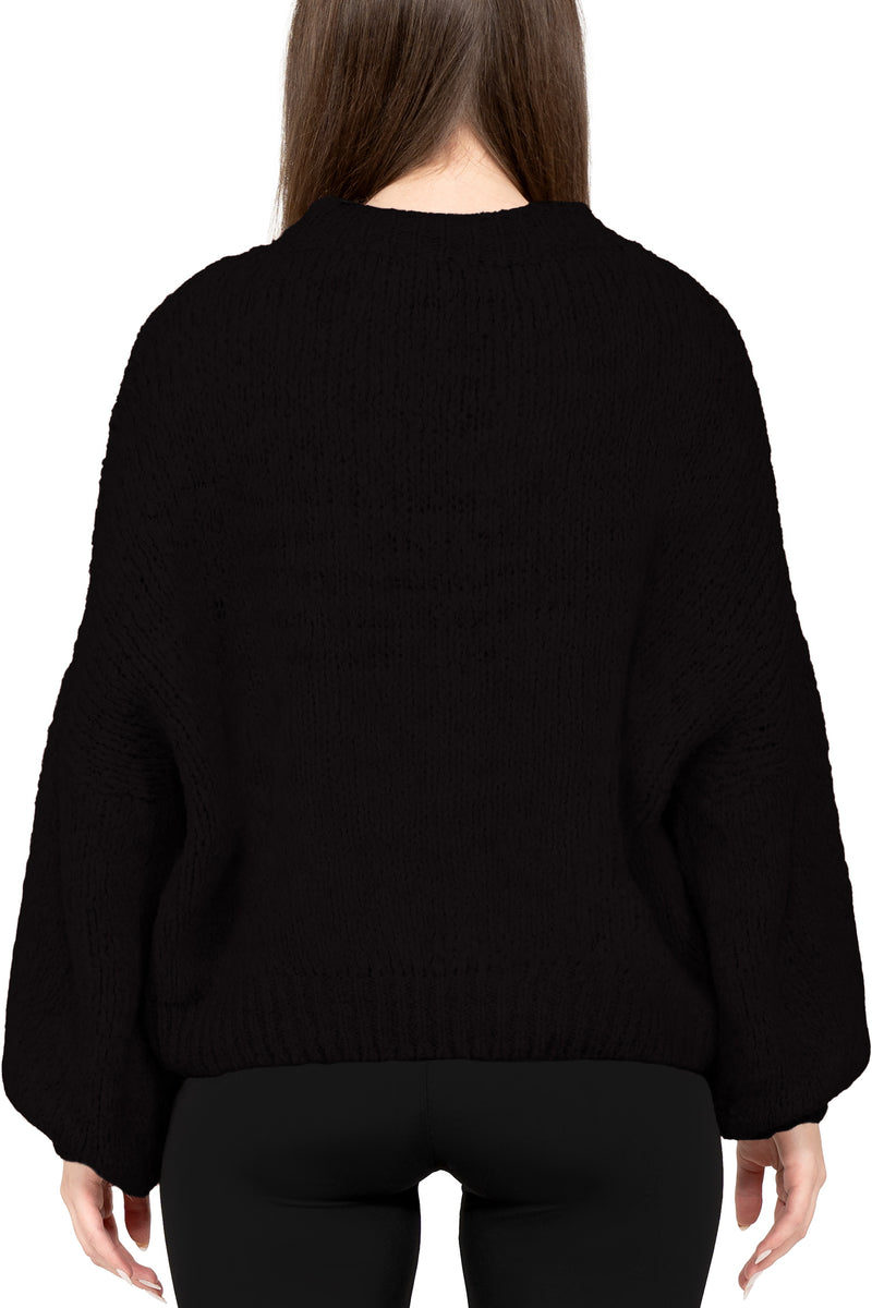 Damen Relaxed Fit Strickpullover 25RSW089 - Black