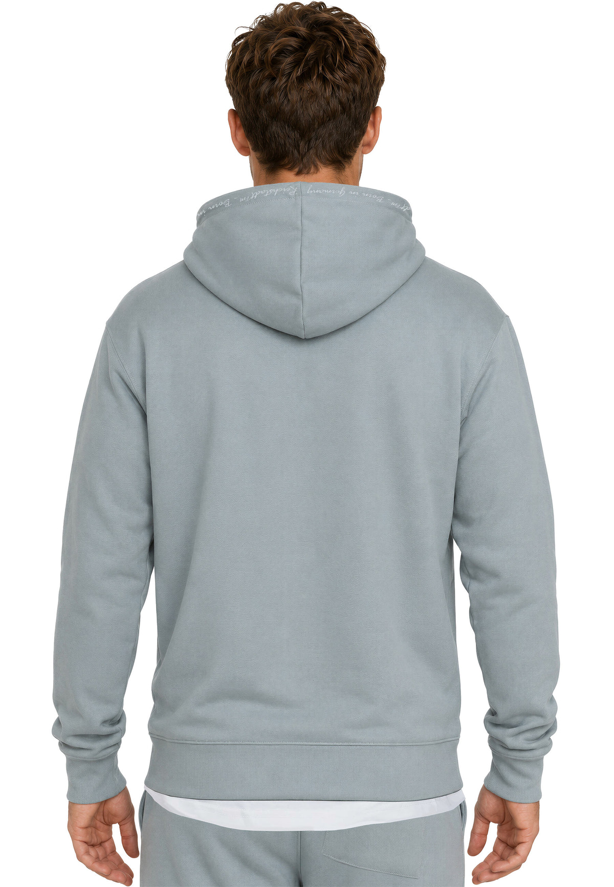 Herren Regular Fit Hoodie Marken-Stick in Grey – Reichstadt – Ansicht 2