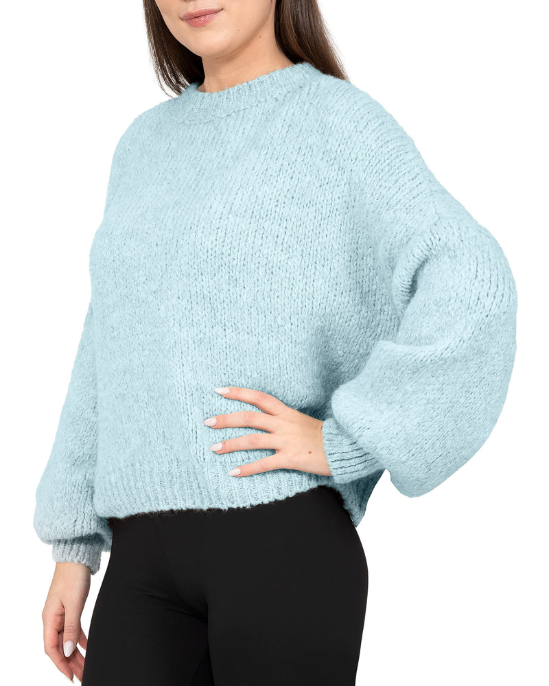 Damen Relaxed Fit Strickpullover 25RSW089 - Baby Blue