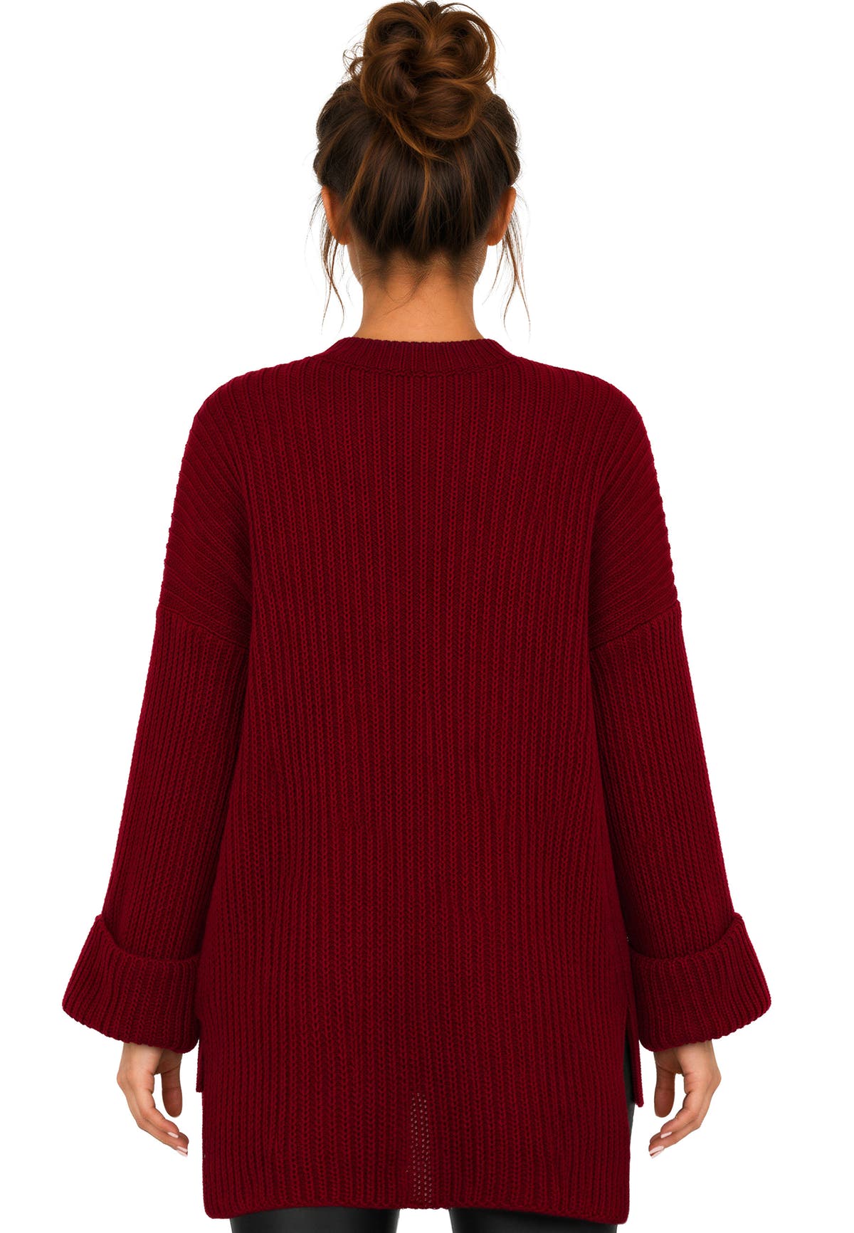 Damen Relaxed Fit Pullover in Bordeaux – Reichstadt – Ansicht 2