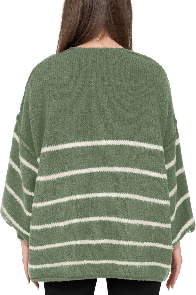 Damen Relaxed Fit Cardigan 25RSW088 - Green