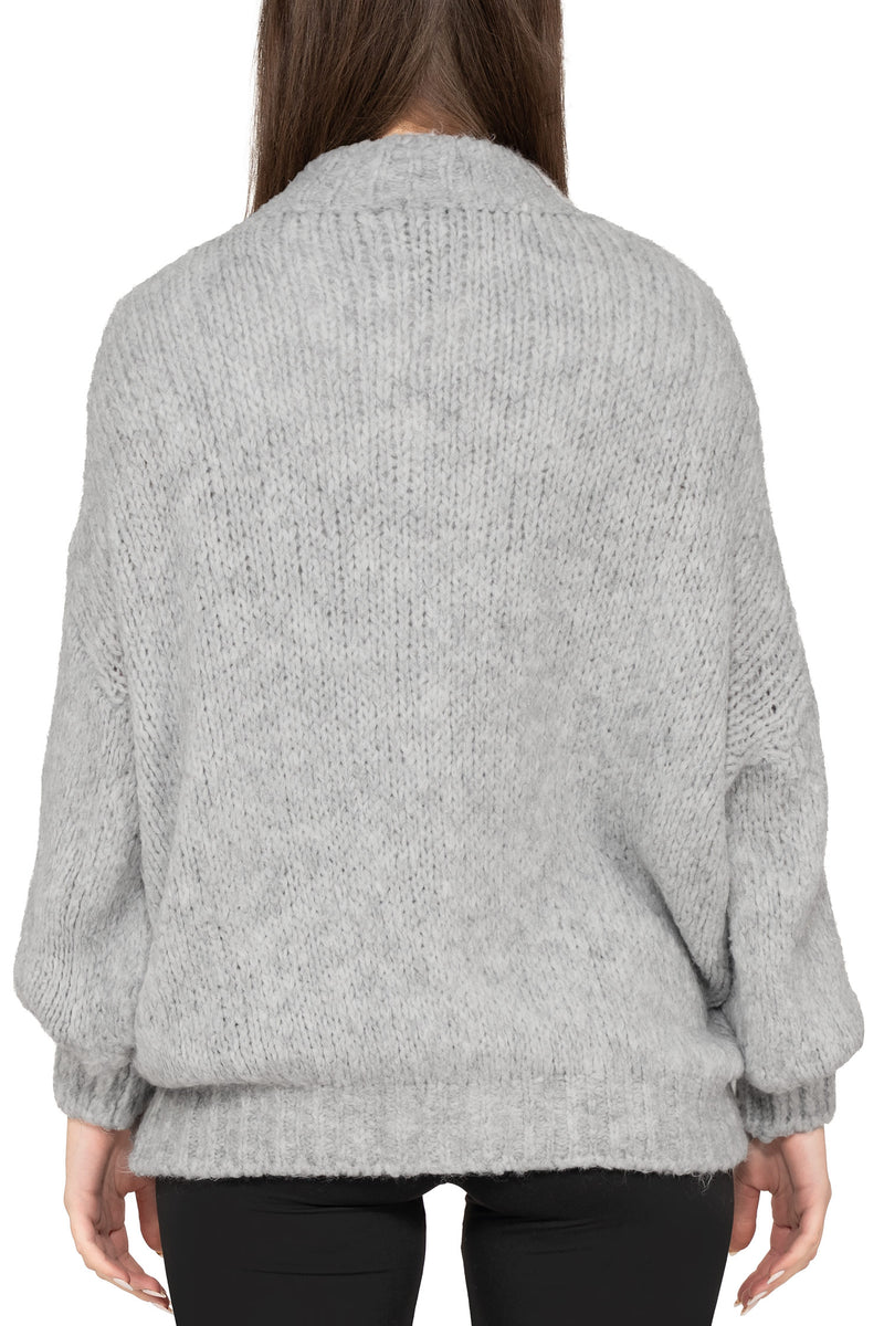 Damen Relaxed Fit Strickjacke 25RSW094 - Grey