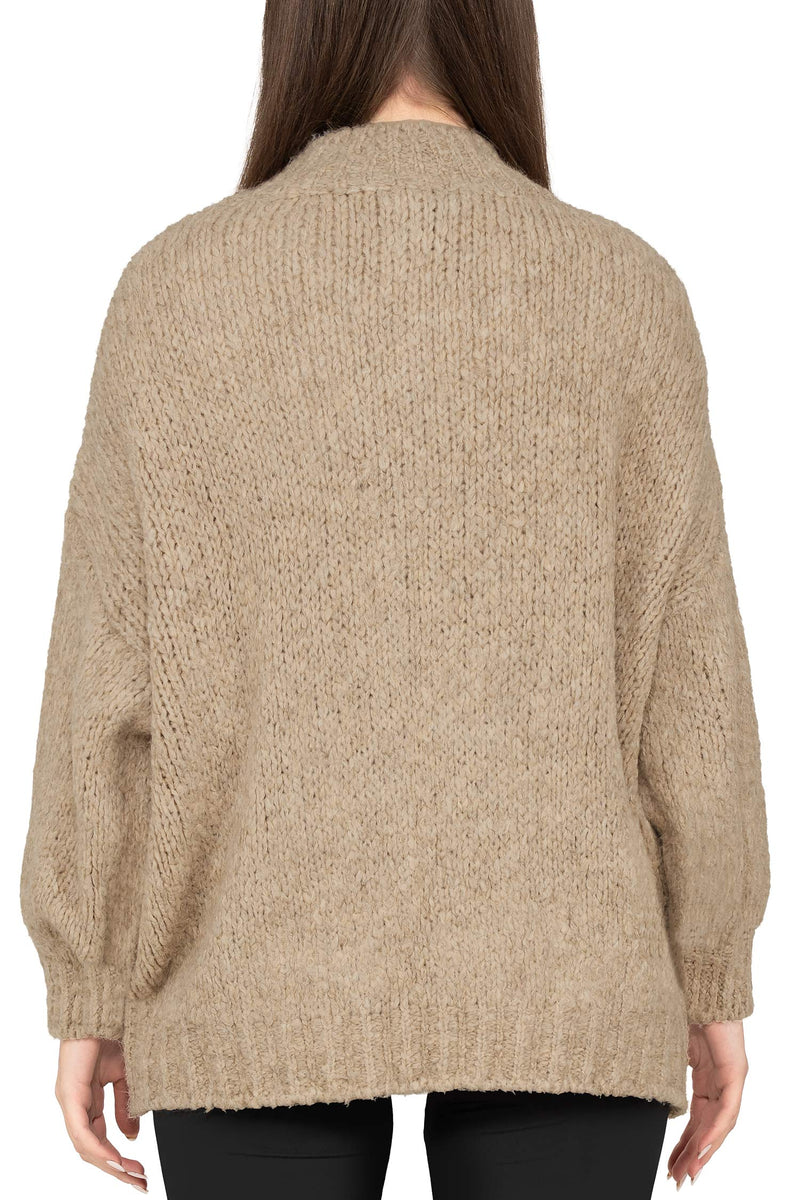 Damen Relaxed Fit Strickjacke 25RSW094 - Dark Beige