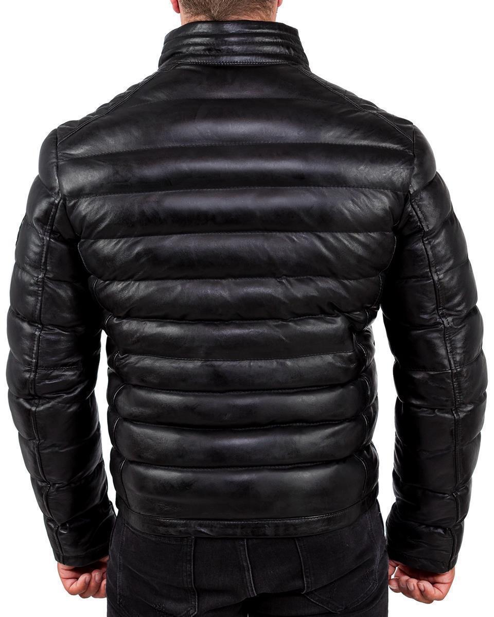 Reichstadt Herren Regular Fit Lederjacke Schwarz (Modell 19RS016) - Ansicht 2