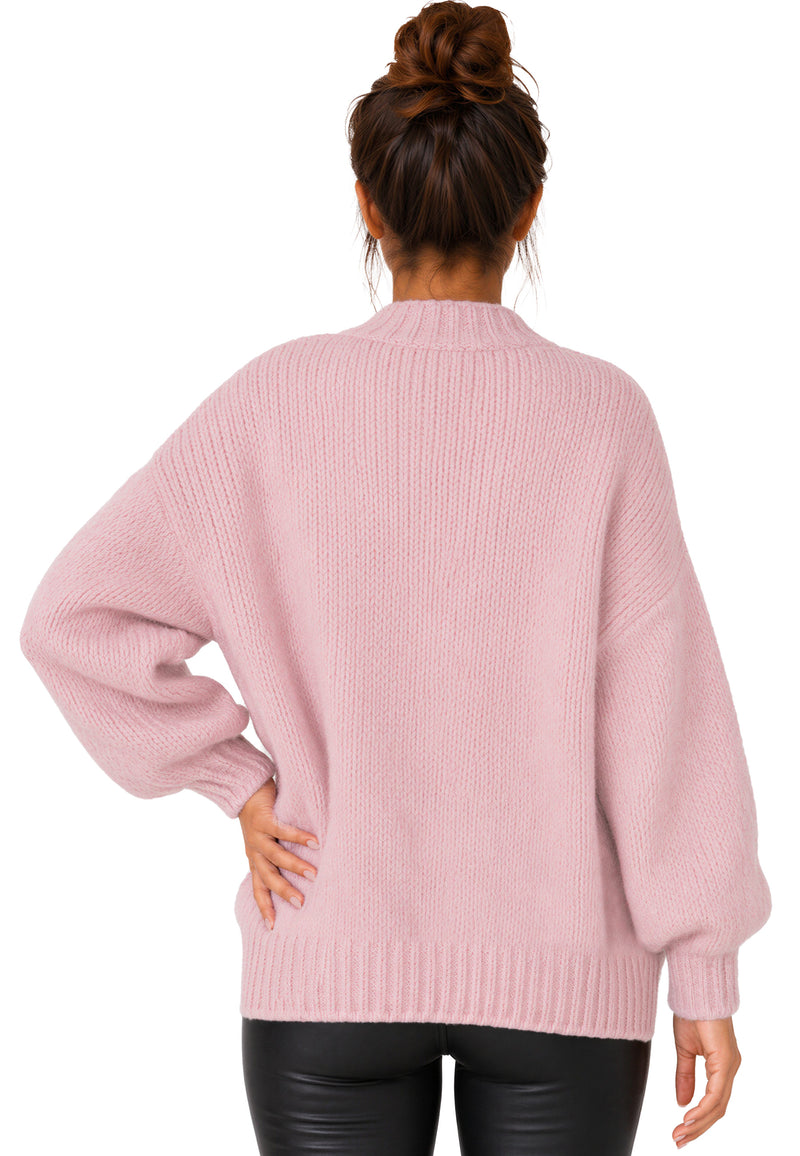 Damen Relaxed Fit Strickjacke 25RSW094 - Rosa