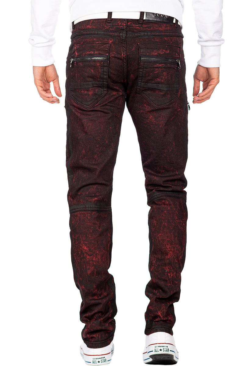Regular Fit Jeans 2x Reißverschlüsse an den Gesäßtaschen CD581 - Bordeaux