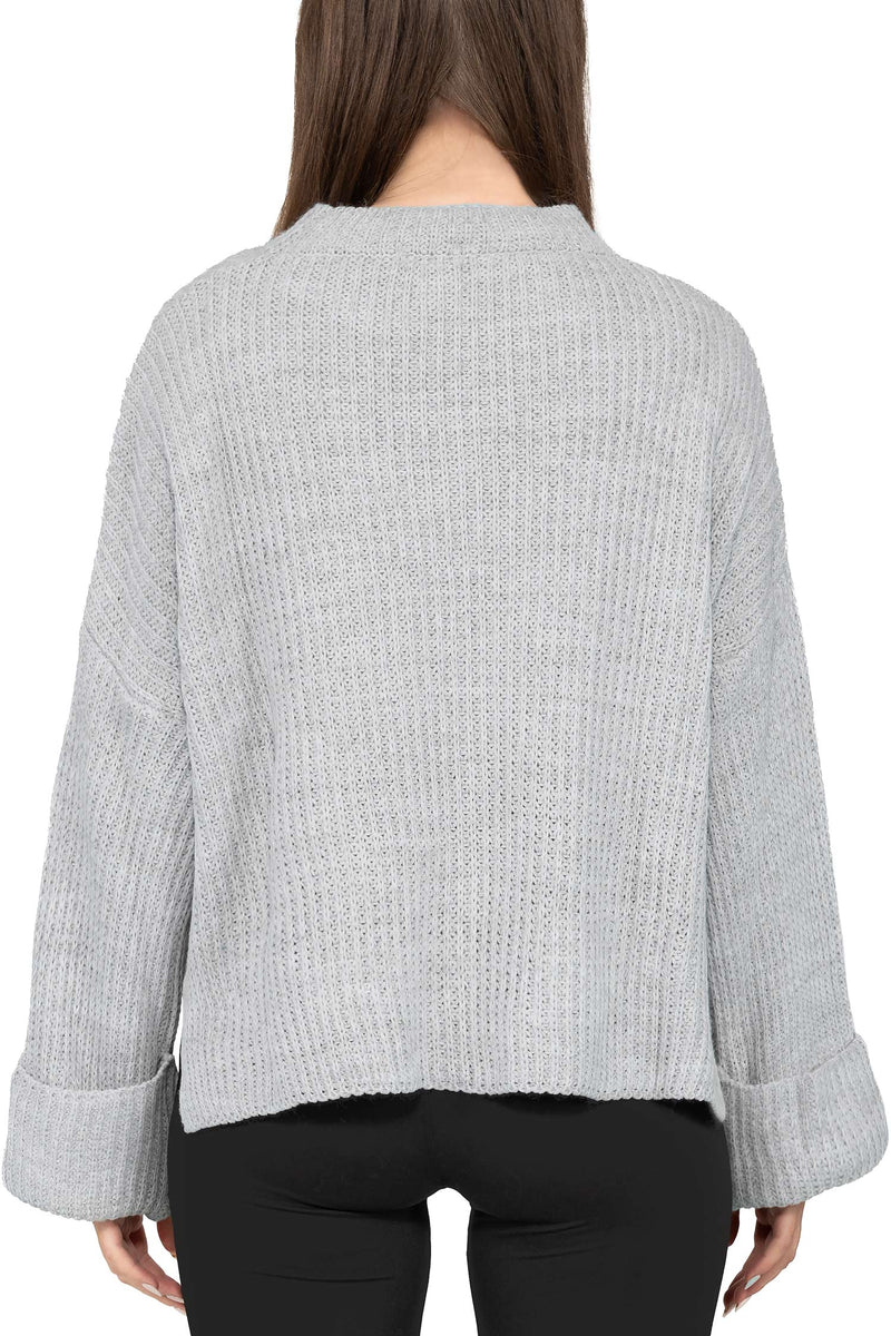Damen Relaxed Fit Strickpullover 25RSW093 - Grey