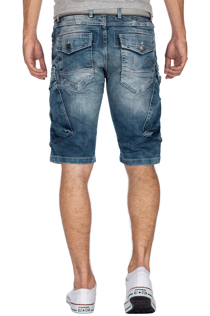 Herren Regular Fit Shorts Stonewashed CK189 - Blue