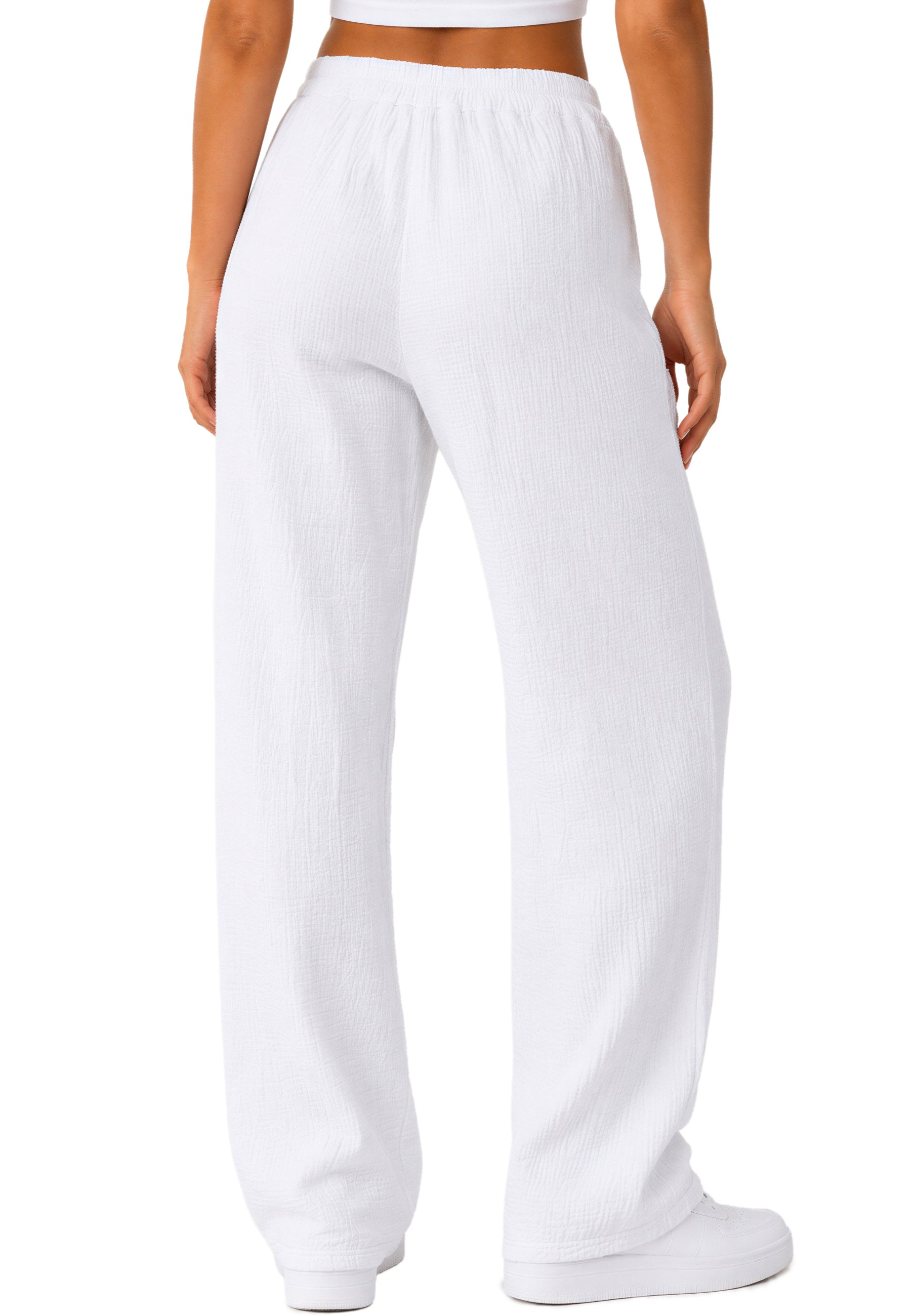 Damen Oversized Hose Musselin 25RSW082 - White