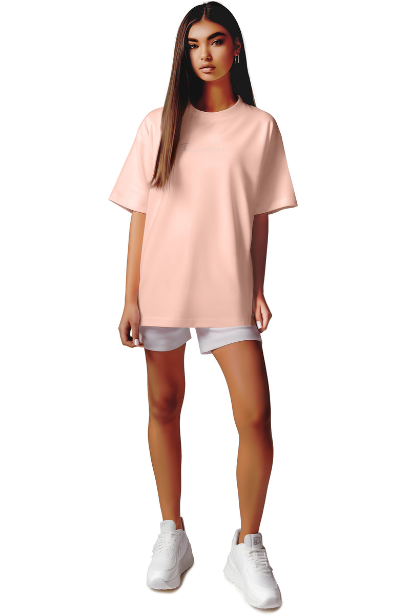Damen Oversized T-Shirt Brand Stick 23RSW044 - Old Pink