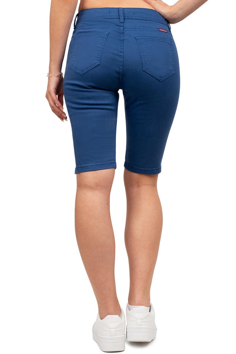 Damen Straight Fit Shorts Mid Waist WK186 - Navy Blue