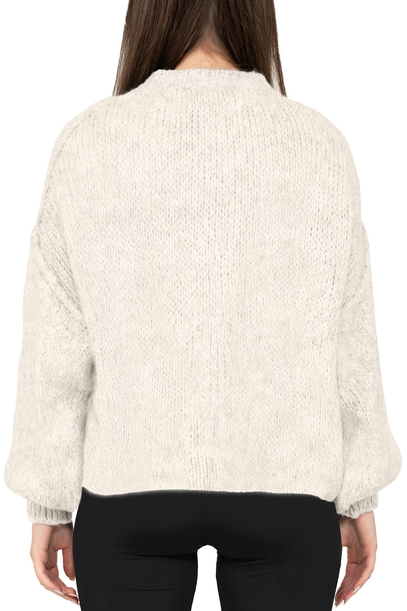 Damen Relaxed Fit Strickpullover 25RSW096 - Beige