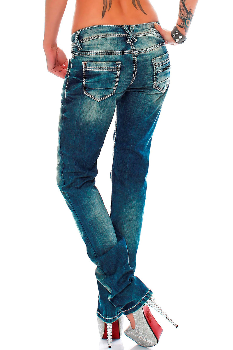 Damen Slim Fit Jeans Stonewashed WD153 - Blue
