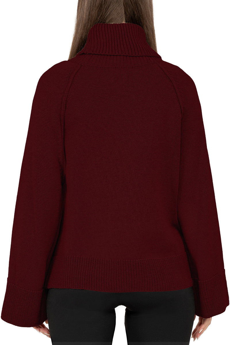 Damen Relaxed Fit Rollkragenpullover 25RSW097 - Bordeaux