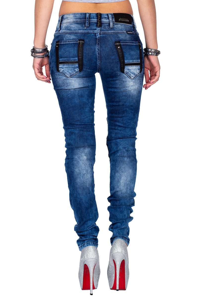 Damen Skinny Fit Jeans Stonewashed WD346 - Blue