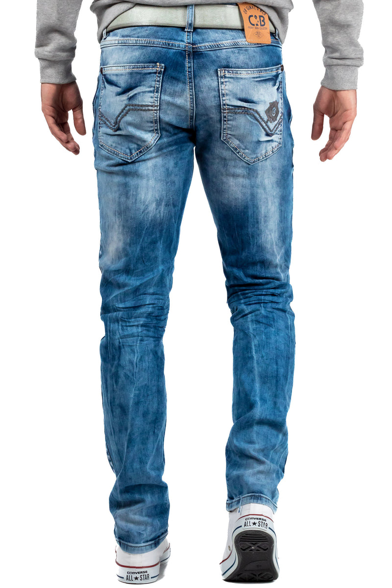 Herren Straight Fit Jeans Stonewashed CD319 - Blue