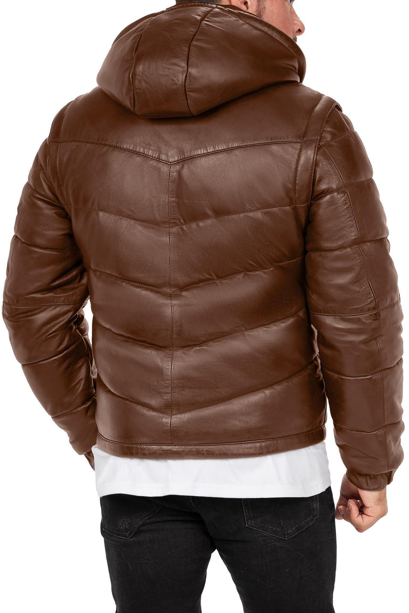 Herren Regular Fit Jacke Echtleder 22RS032LUX - Cognac