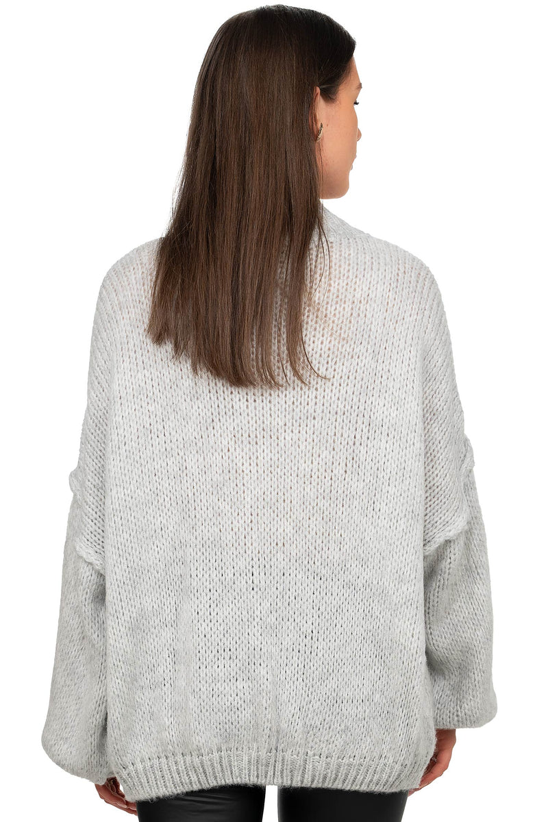 Damen Relaxed Fit Strickjacke Oversized-Look 25RSW068 - Light Grey