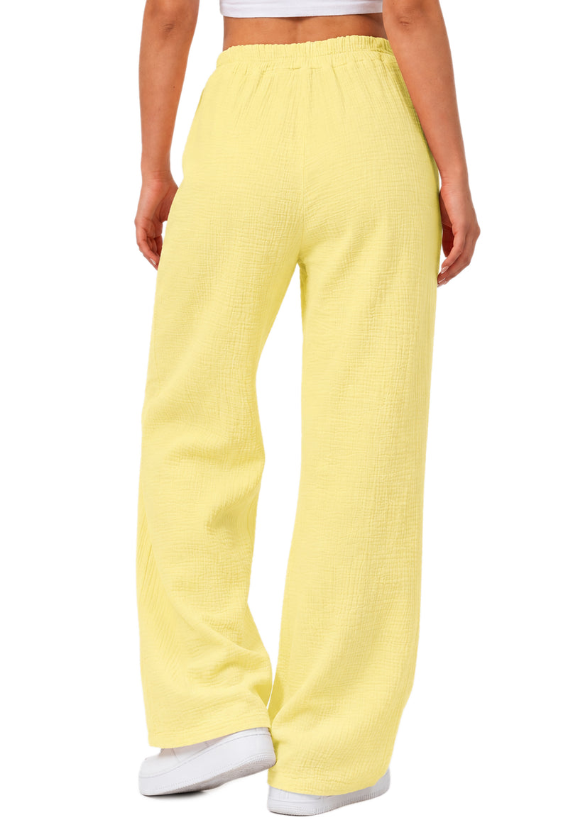 Damen Oversized Hose Musselin 25RSW082 - Yellow