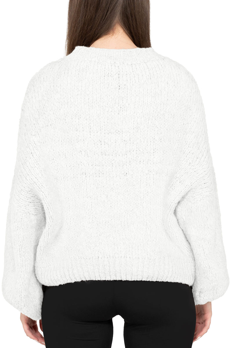 Damen Relaxed Fit Strickpullover 25RSW089 - White