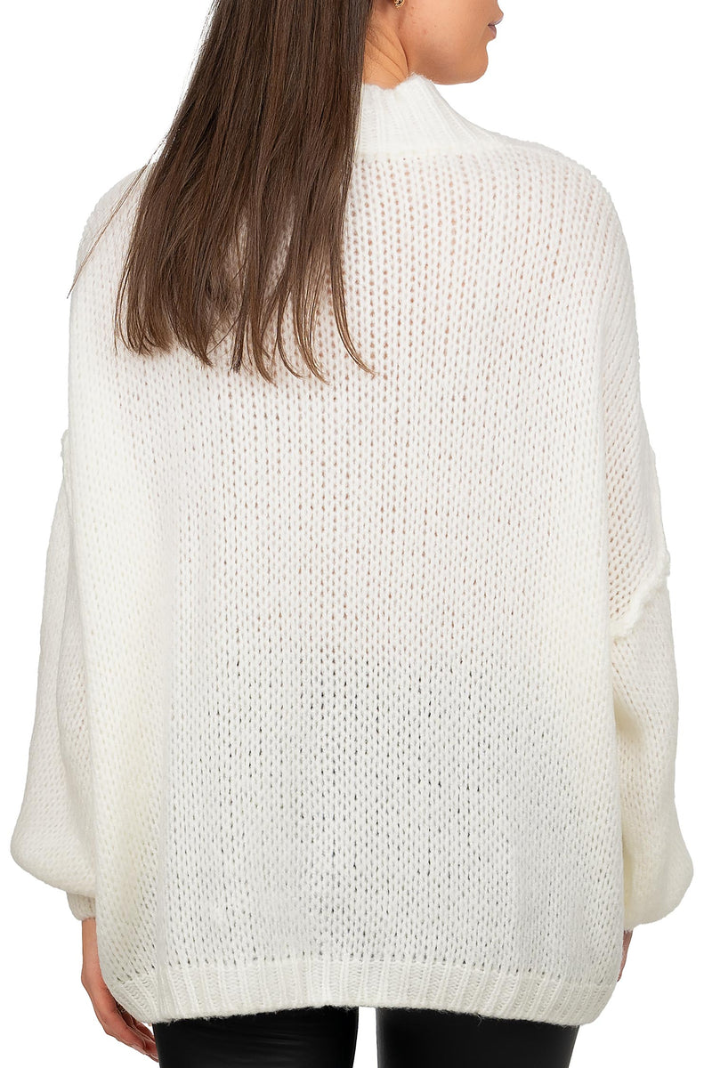Damen Relaxed Fit Strickjacke Oversized-Look 25RSW068 - White
