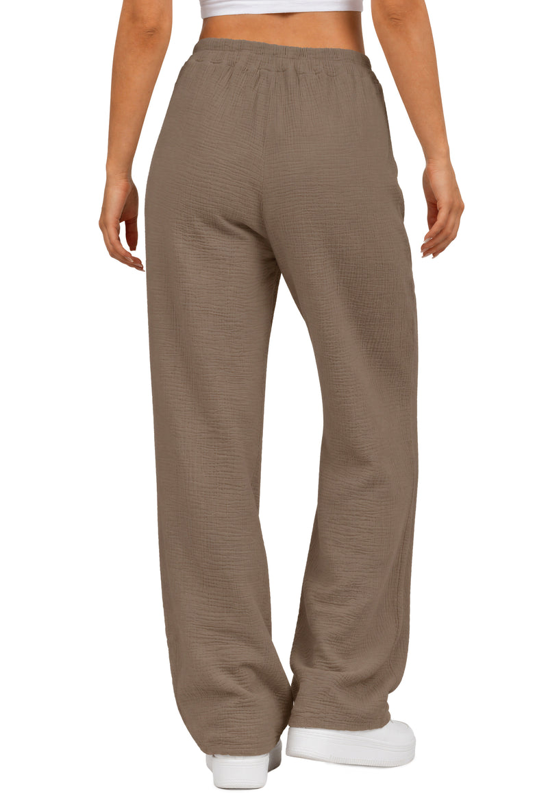 Damen Oversized Hose Musselin 25RSW082 - Taupe