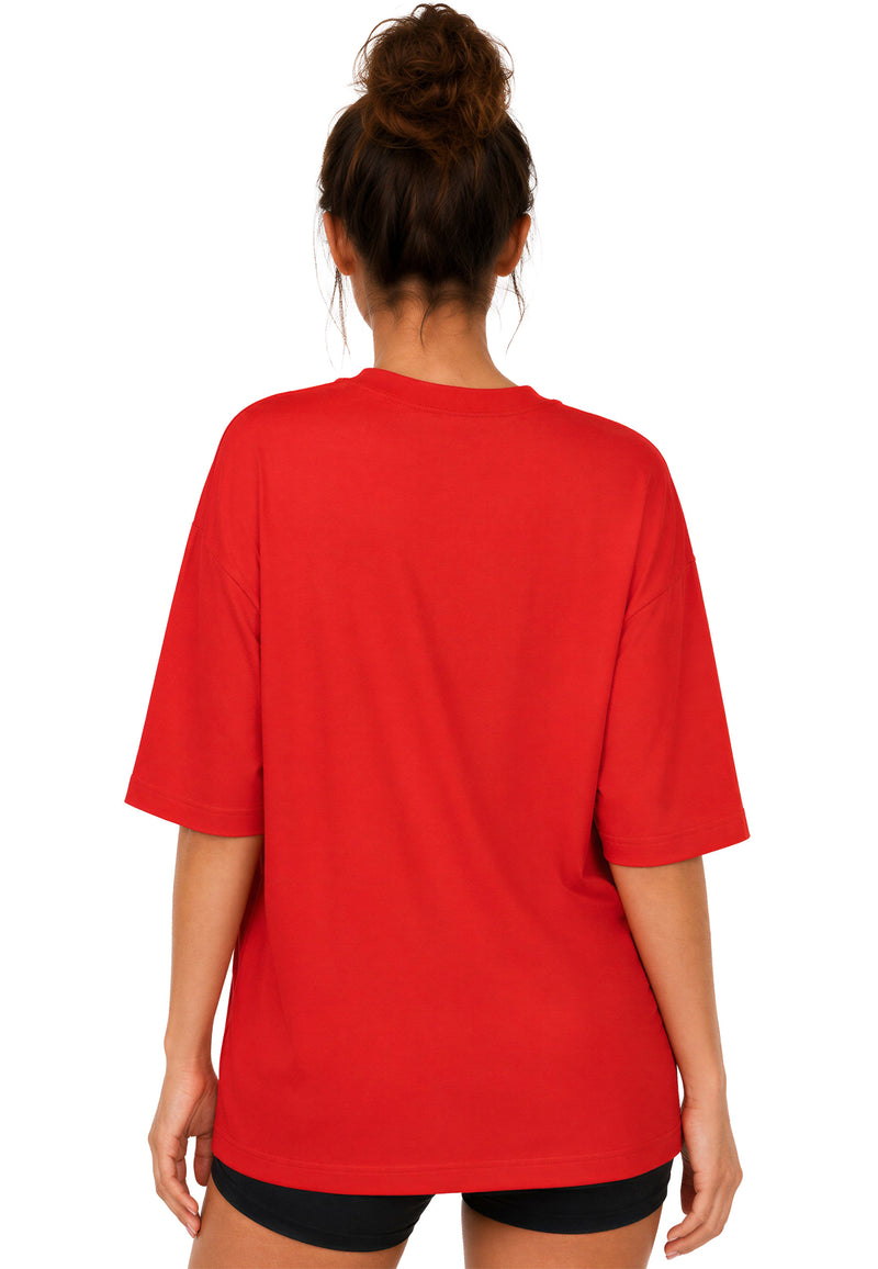Damen Oversized Oversized T-Shirt 25RSW070 - Red