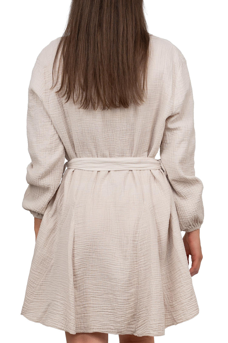 Damen Oversized Sommerkleid Musselin 25RSW075 - Beige
