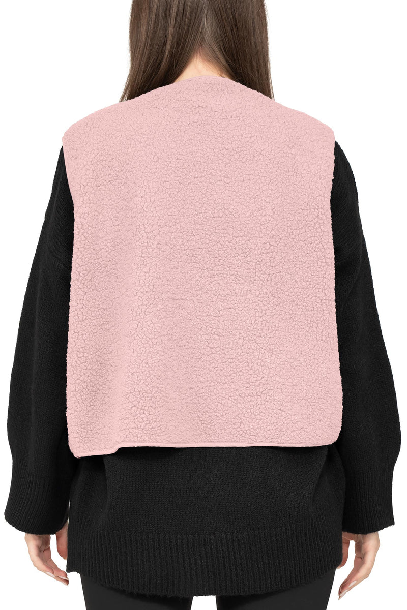 Damen Relaxed Fit Teddy Weste 25RSW098 - Rosa