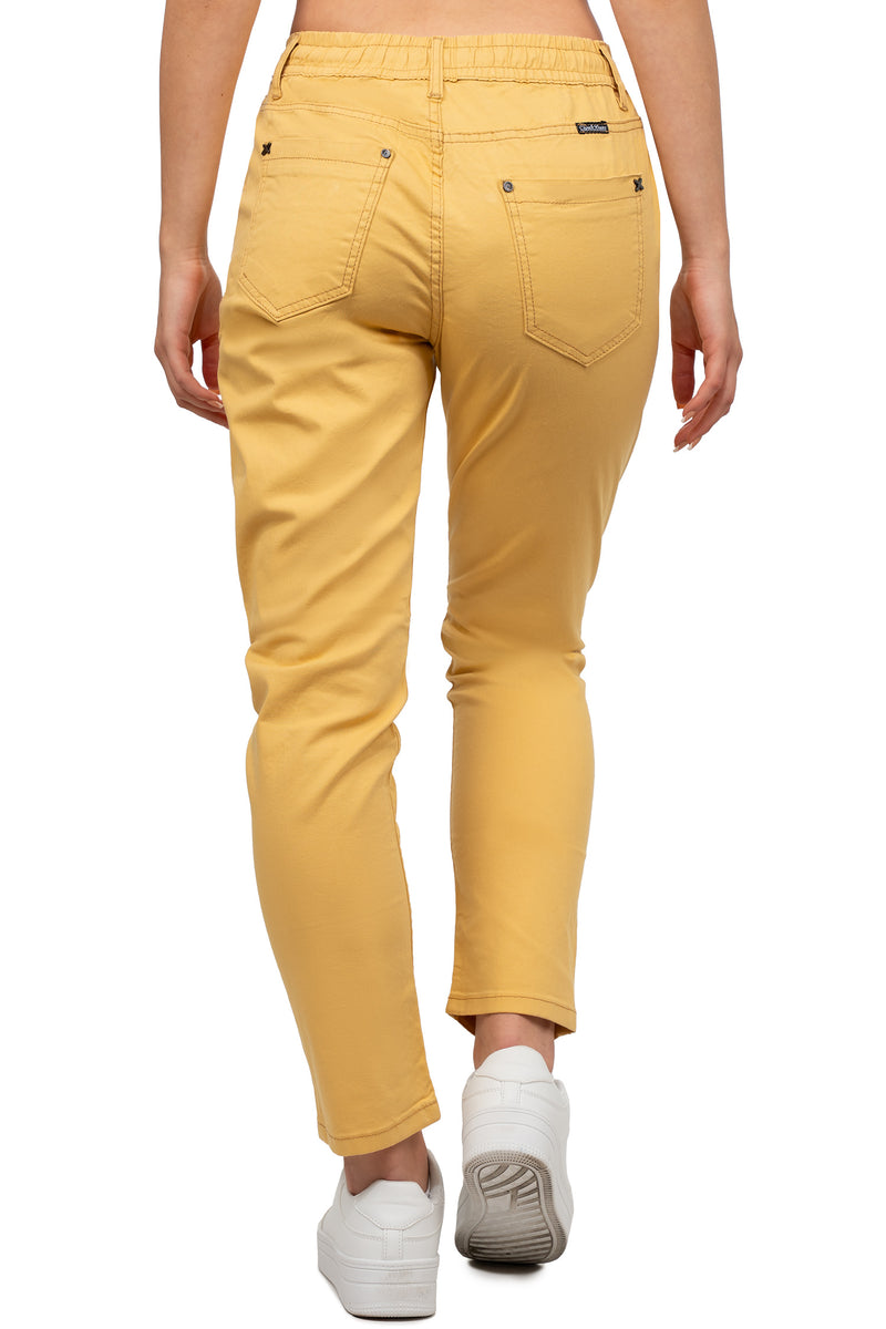 Damen Regular Fit Hose Mid Waist WD508 - Mustard