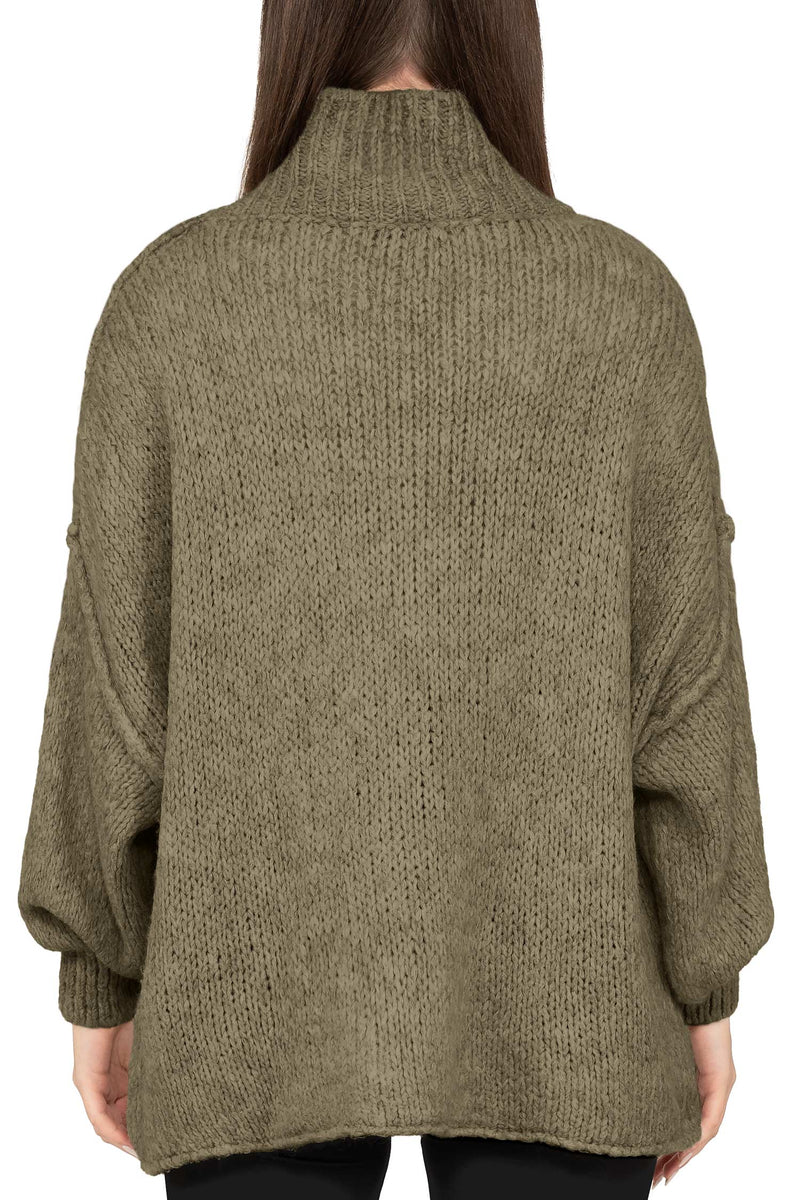 Damen Relaxed Fit Strickpullover 25RSW092 - Khaki