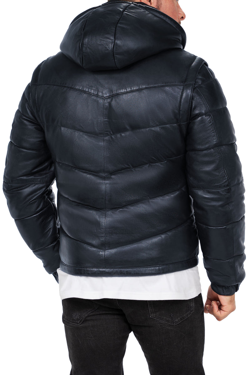 Herren Regular Fit Jacke Echtleder 22RS032LUX - Navy