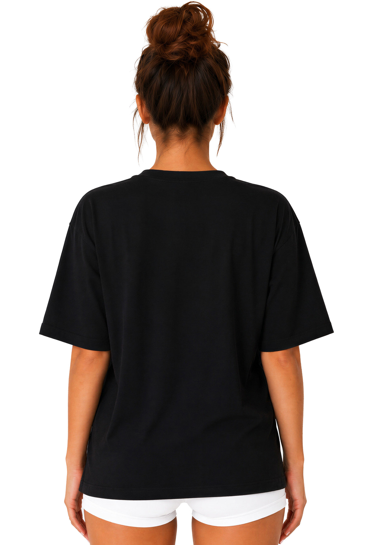 Damen Regular Fit T-Shirt Shoulder Drop in Black – Reichstadt – Ansicht 2