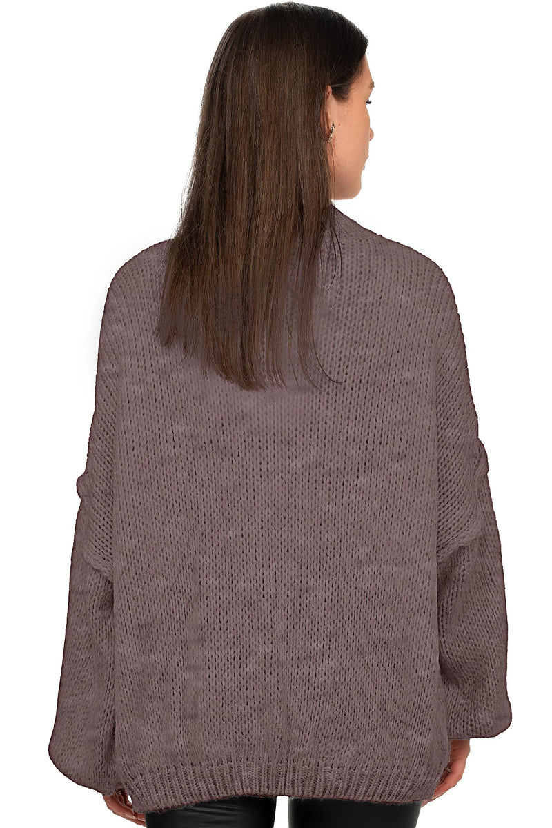 Damen Relaxed Fit Strickjacke Oversized-Look 25RSW068 - Taupe