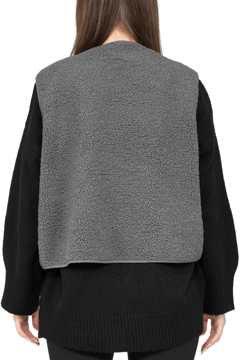 Damen Relaxed Fit Teddy Weste 25RSW098 - Grey