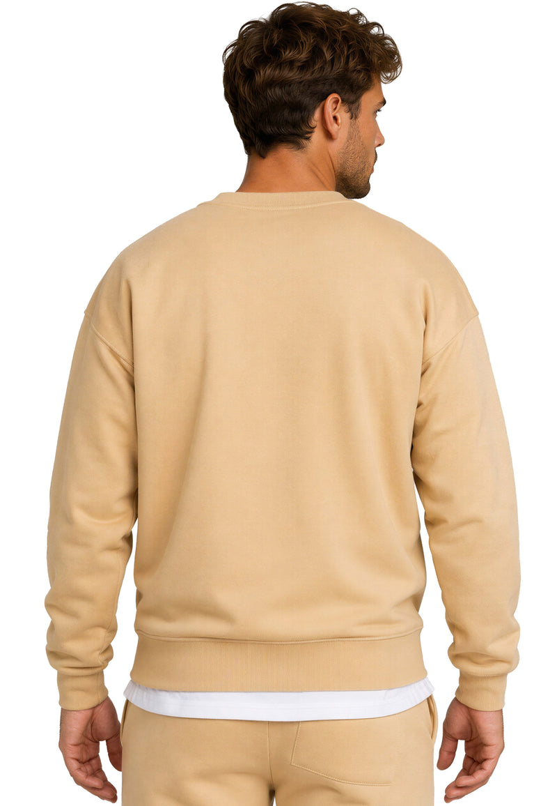 Herren Regular Fit Pullover Logo-Stitching 23RS037 - Beige