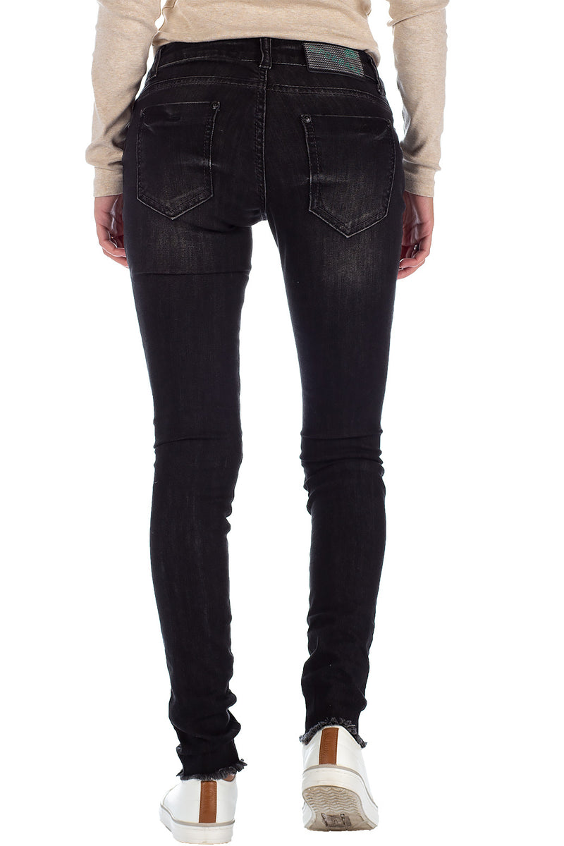 Damen Slim Fit Jeans Stonewashed 19CB05 - Black