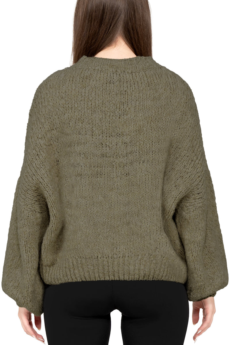Damen Relaxed Fit Strickpullover 25RSW089 - Khaki