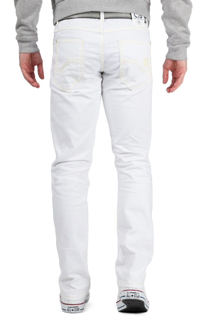 Herren Regular Fit Jeans Mid Waist CD319C - White