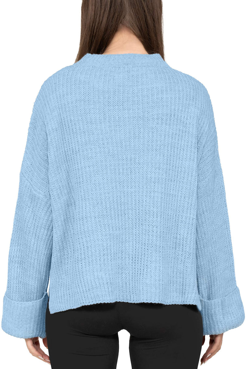 Damen Relaxed Fit Strickpullover 25RSW093 - Baby Blue