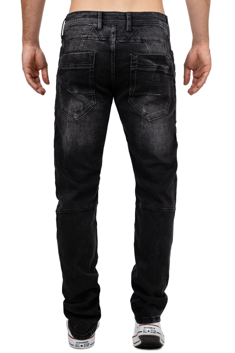 Herren Regular Fit Jeans Stonewashed CD491 - Black