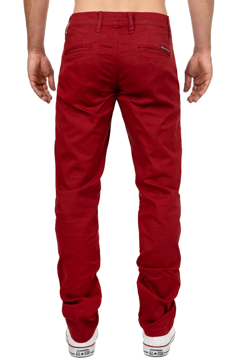Herren Regular Fit Hose Mid Waist CD842 - Burgundy