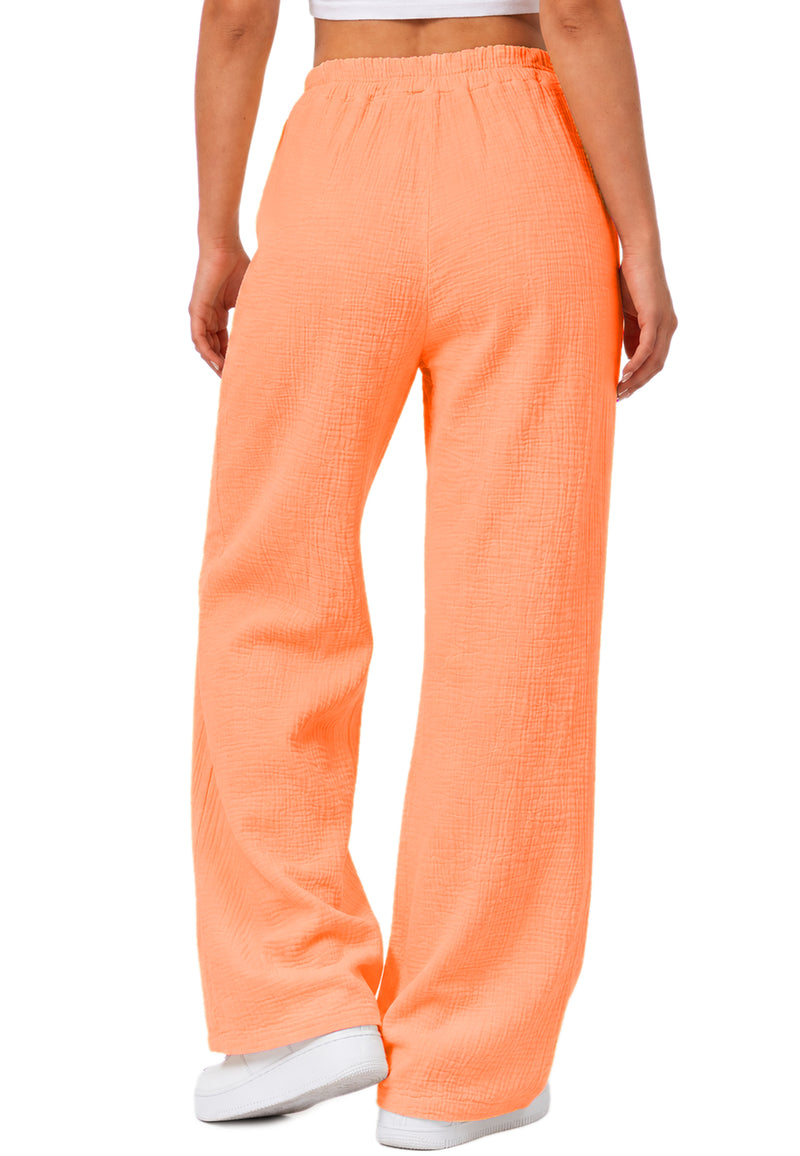 Damen Oversized Hose Musselin 25RSW082 - Orange