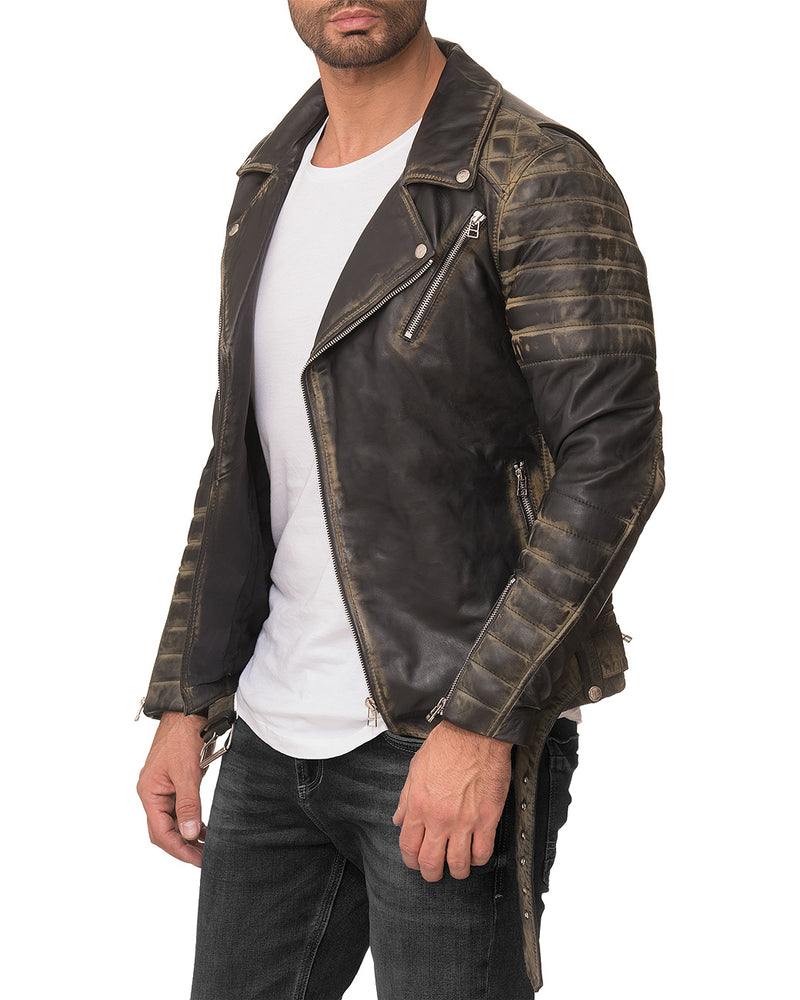 Herren Slim Fit Echtleder Jacke RS001LUX - Fungi Green