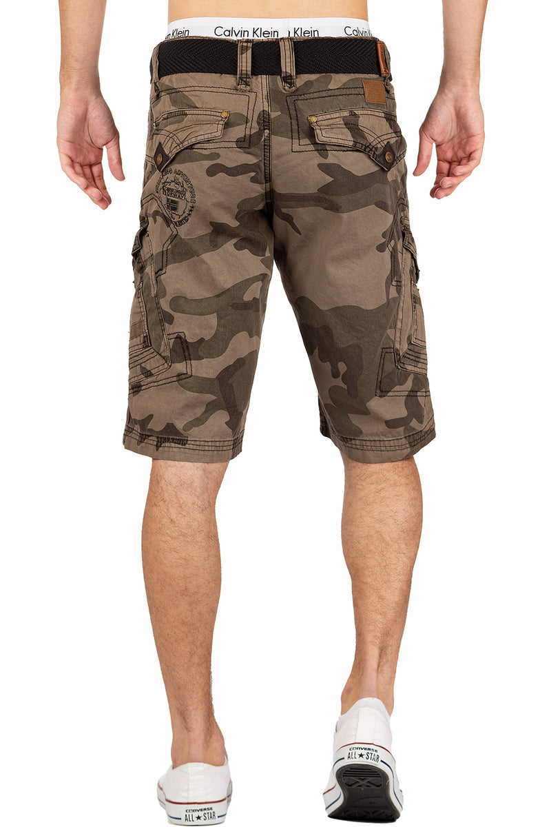 Herren Regular Fit Shorts Mid Waist peanut - Camo_Black