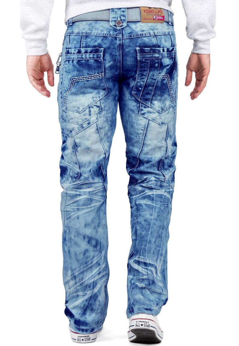 Herren Regular Fit Jeans Stonewashed KM009 - Blue