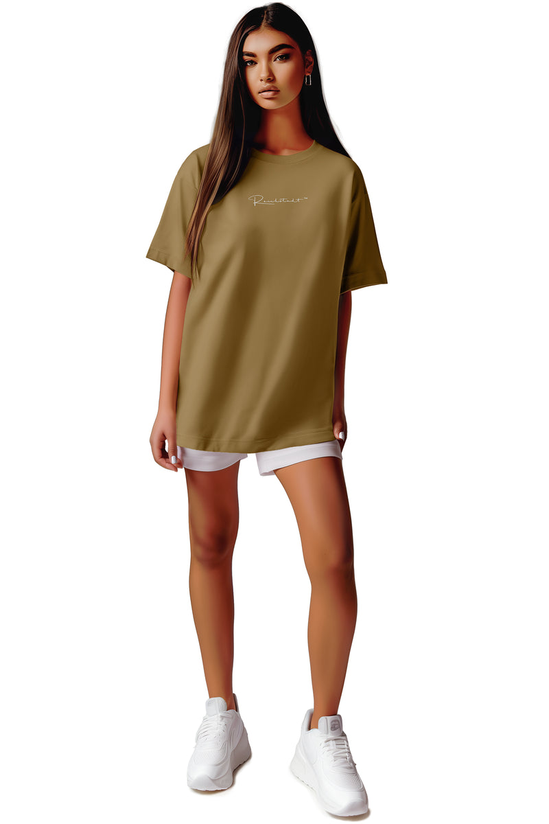 Damen Oversized T-Shirt Brand Stick 23RSW044 - Khaki